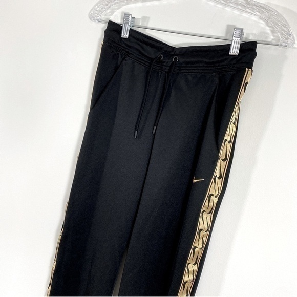 Nike XS Black Gold Side Logo‎ Open Hem Pants Track Pants - Picture 5 of 14